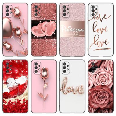 Funda de teléfono estilo oro rosa amor para Samsung Galaxy A21 A30 A50 A52 S A13 A22 A32 4G A23 A33 A53 A73 5G A12 A31 A51 A70 A71 A72