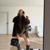 Fox fur coat women's large lapel short furry coat winter warm