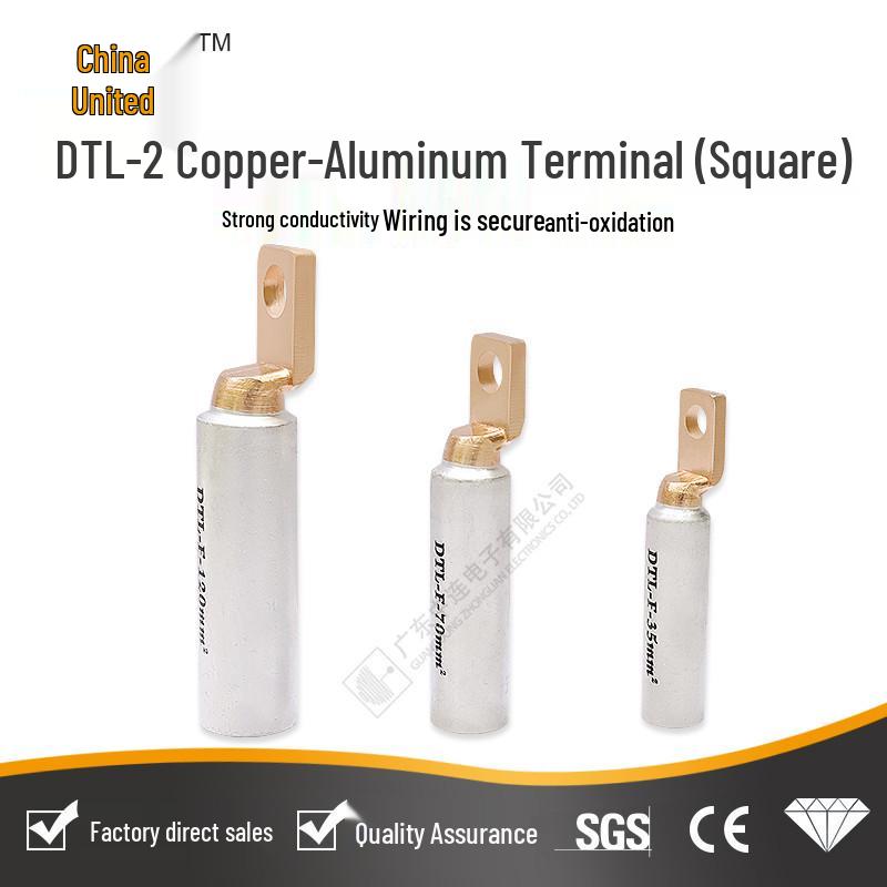 DTL-2 Square Copper Aluminum Pin Terminal Tin-Plated Connector Lug