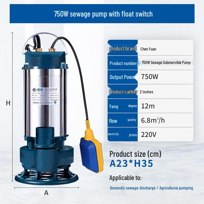 Chenyuan 220V Stainless Steel Submersible Pump with Float Switch