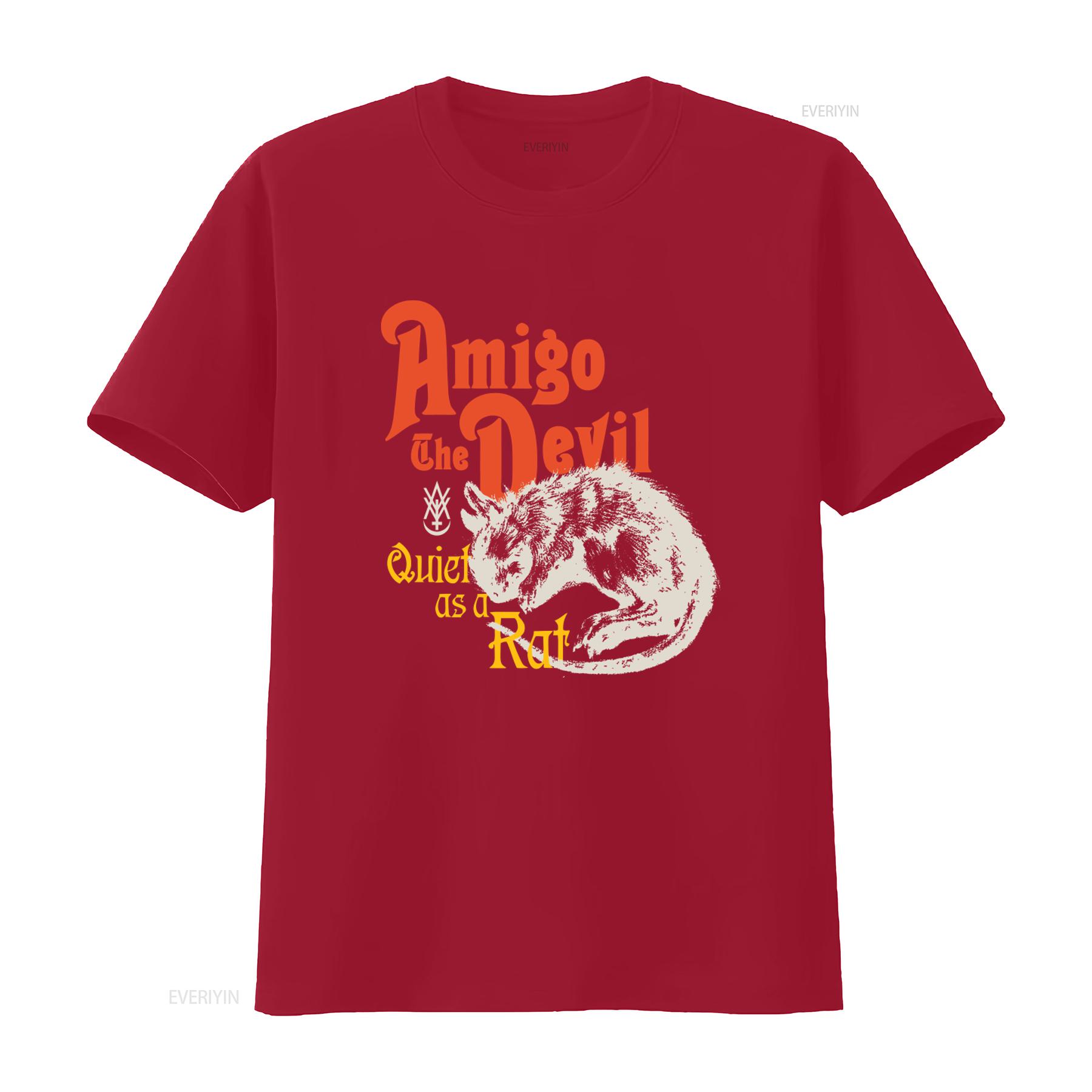 

Amigo The Devil Quiet As A Rat T Shirt Black Metal Band vintage Washed designer clothes Unisex Soft Stylish fashion Stretched S