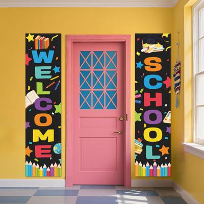 Welcome Back To School Banner Decoration First Day of School Backdrop Door Sign for School Classroom Decorations