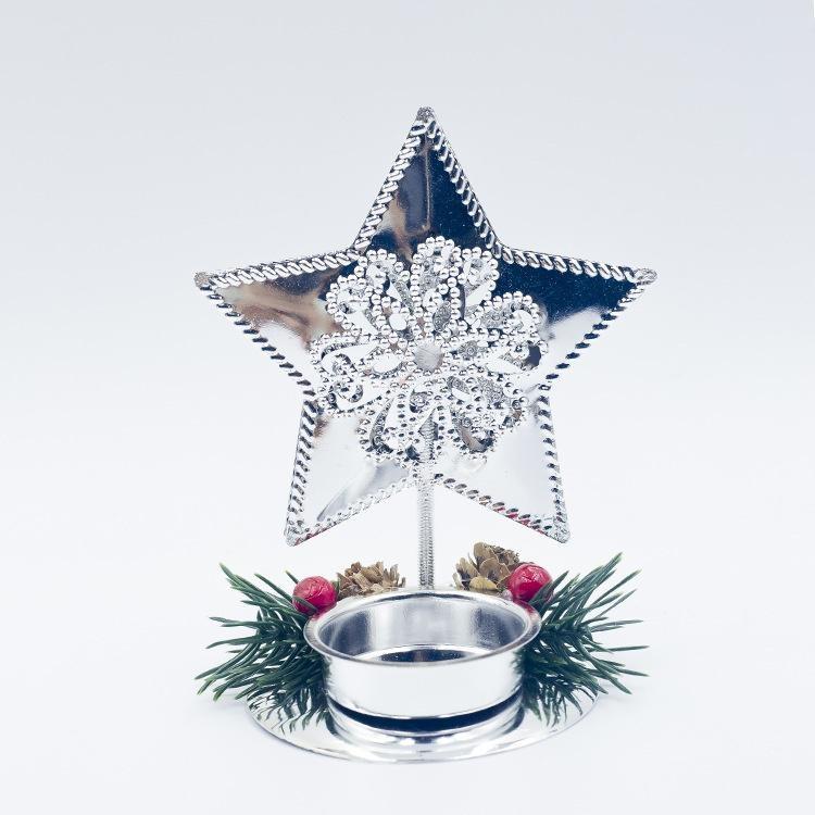 New Christmas Decoration Iron Art Christmas Table Candlestick Red Fruit Pine Cone Candlestick Desktop Decor