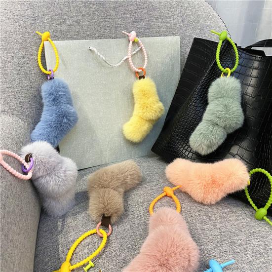 Car Key Accessory Plush Twist Knot Bag Charm, Fuzzy Keychain Pendant, Backpacks Hanging Decoration for Backpacks, Handbags, Purse, Keys Small