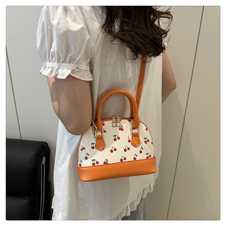 Cute Commuting Simple Women's Bag Trendy Western Print Cherry Large Capacity Shoulder Handbag