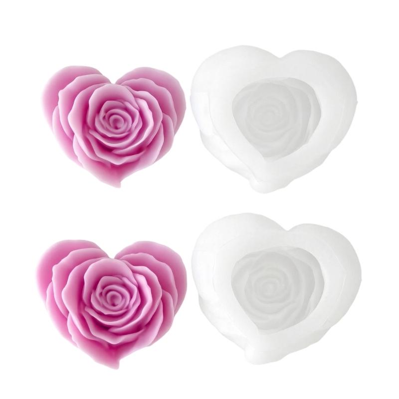 Flexible Heart Shape Rose Mold Decoration for Candle Making, Display Use, and Flower Heart Styling for Project Work and Shelf Display