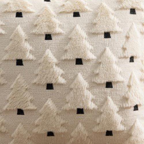 

1PC Nuan Series Christmas Pillowcase with Embroidered Christmas Tree and Versatile Cushion Cover for Sofa Living Room Bedroom Home Decor W45cm x L45cm бежевий