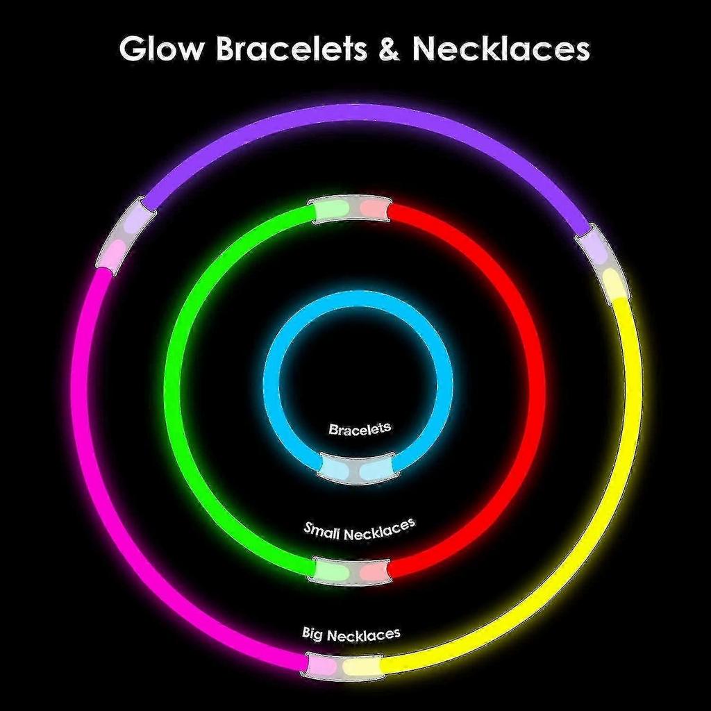 100 Glow Stick Party Supplies Set, including glow sticks and connectors, fun party kit for the dark.