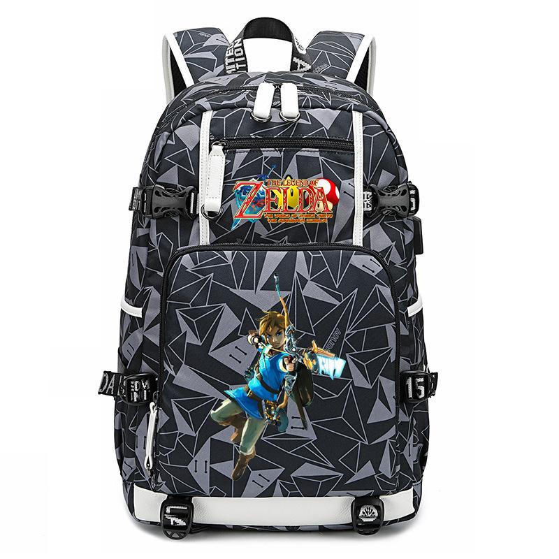 Zelda Zelda Plecak z Nadrukiem Akcesoria Outdoorowy Port USB Duża Pojemność Plecak Podróżny