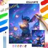 Stitch Holding Flowers Butterfly Night Sky Painting by Numbers Hand Filled Drawing Art Kit Home Decor