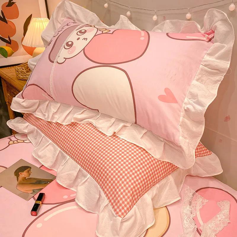 Federe per cuscini Princess in cotone di alta qualità Un paio di federe grandi con stampa floreale Biancheria da letto da 48 * 74 cm