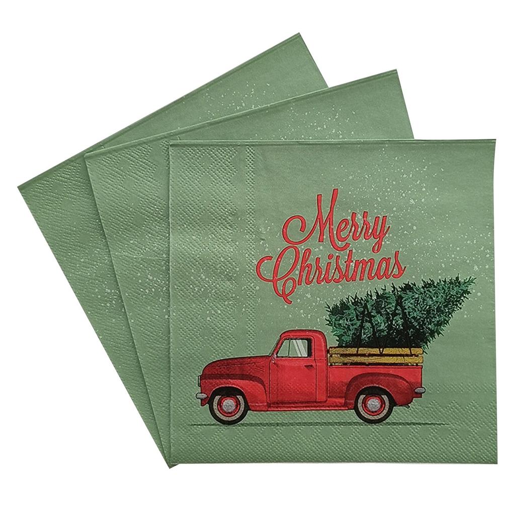 20 Sheets Of Christmas Printed Napkins Suitable For Western Restaurants And Bakeries