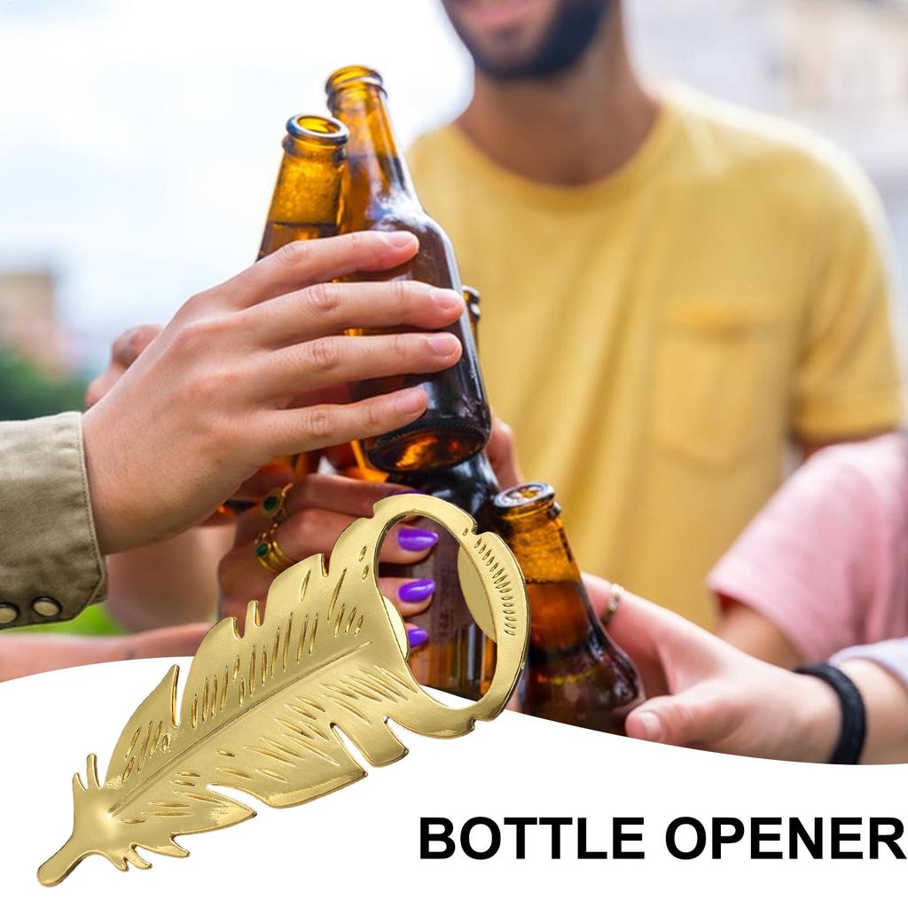 Beer Opener Golden Feathers Beer Caps Remover Metal Bottle Opener Multifunctional Tool For Camping Picnic Party Wedding