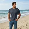 Men's Short Sleeve Crew Neck Knit T Shirt Classic Fit Cable Pattern Pullover Top for Casual Daily Wear
