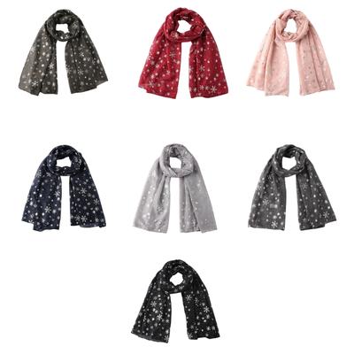 Woman Banquet Scarf with Snowflake Print Winter Scarf for Ladies Dancing Singing