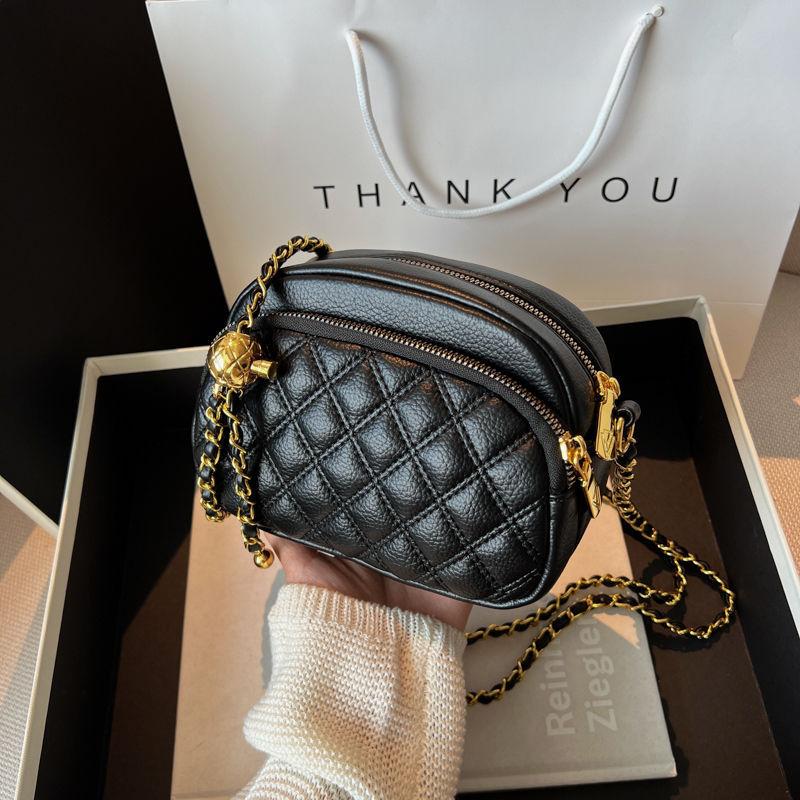 Chic Versatile Chain Shoulder Bag for Women Small Square Bag Textured Niche Monochromatic Crossbody Bag Women's Bag