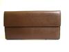 Authentic  BVLGARI Dark Brown Leather Classico Silver H/W Trifold Long Flap Wallet #b171 Open Box