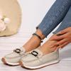 Casual Metal Decoration Slip On Pumps Women 2025 Autumn Low Heel Non Slip Loafers Comfort Soft Sole Stitching Decoration Shoes