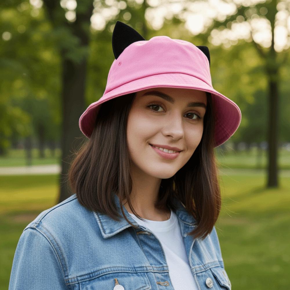 Cappello da Pescatore Protezione Solare Cappello da Sole Carino con Orecchie Cappello alla Moda con Orecchie da Gatto Donna