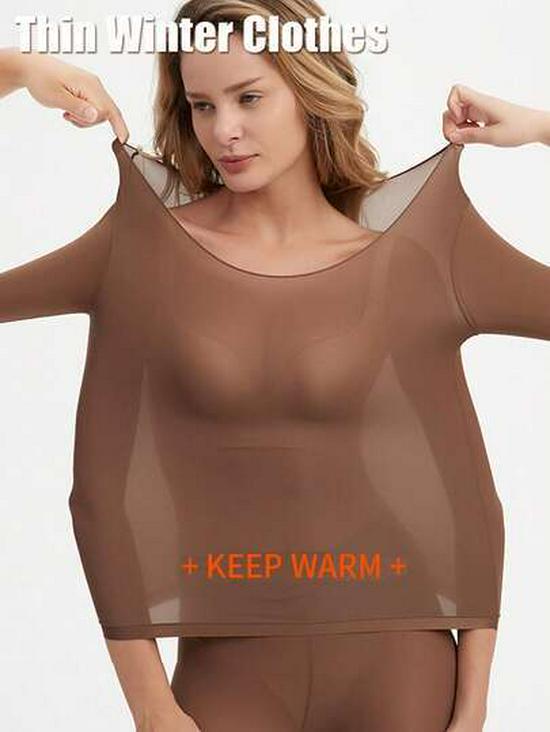 

Best-Selling Women s Antibacterial High Elasticity Tummy Control Soft Long-Sleeved Thermal Pajamas - Warm and Skin-Beautifying for Autumn/Winter Medium