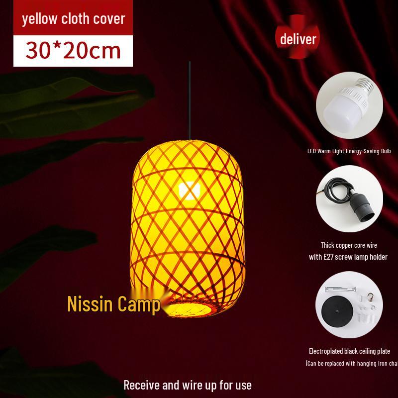 Antique Chinese Style Waterproof Bamboo Lantern for Outdoor Entryway or Restaurant