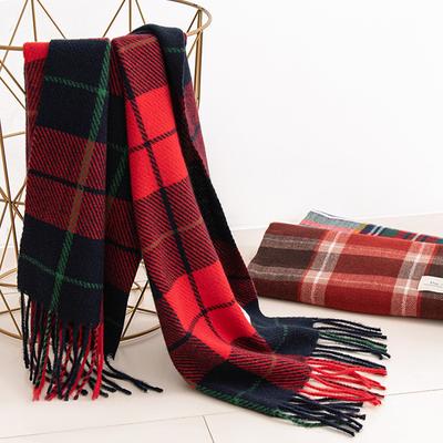 Souvenir Red and Green Plaid Scarf for Women Winter High End Warm Scarf Korean Style Versatile Tassel Shawl