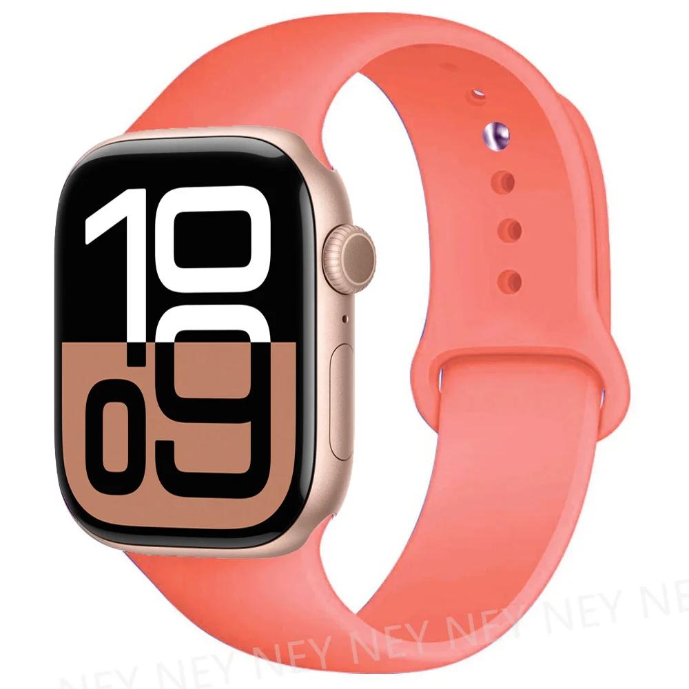 Silicone Band For Apple Watch Straps Ultra 2 49mm 45mm 44-40mm 41mm Sport Bracelet Apple Watch Series 10 42mm-46mm 8 7 6 5 SE 9