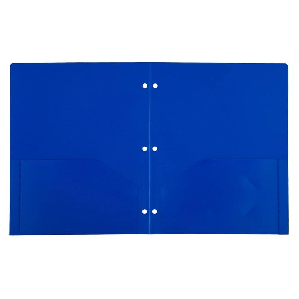 Durable Plastic Folders with 3 Hole Punch 6 Pack Assorted Colors Two Pocket Design Business Card Slot Ideal School Office Home