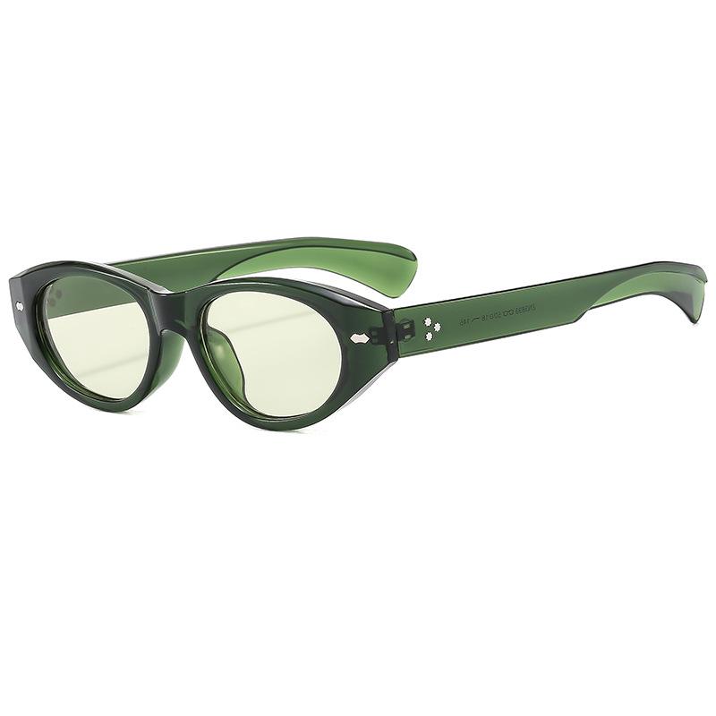 Luxury Gn Oval Sunglasses Female Male Rivet Sun Eyewear Outdoor Narrow Frame Sun Eyewear UV Protection 400 Driving Fashionable