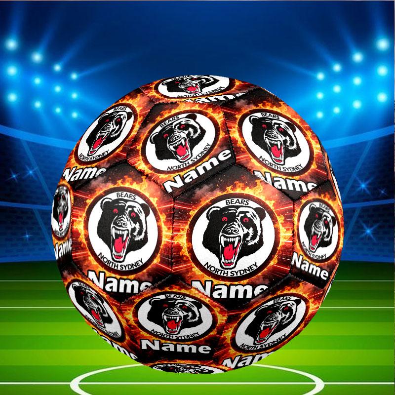 Custom Name Personalized North Sydney Bears Print Size 5 Soccer Ball Training & Match Football, for Team, Kicking, Gift for Football Enthusiasts
