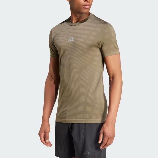Adidas Gym+ Training Seamless Casual Short Sleeve T-Shirt Men Tops Shadow-Olive IW5888