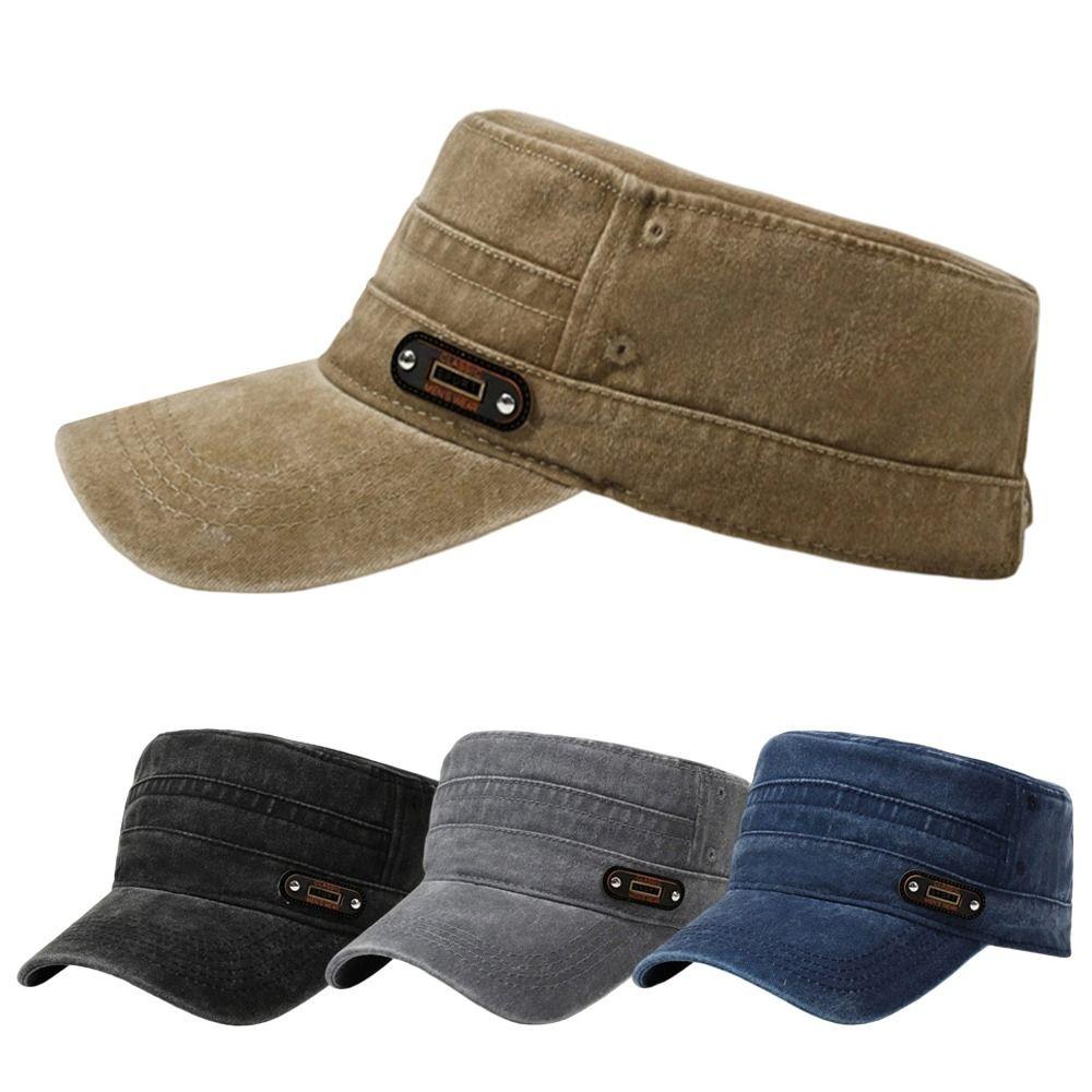 Fashion Anti-UV Fishing Hat Casual Retro Sun Hat Polyester Outdoor Sunscreen Flat Top Hat Men Women