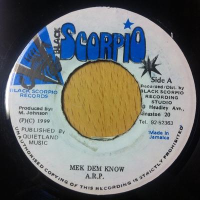 7-Zoll-Schallplatte ARP. / HAZZAR - Mek Dem Know / Wir schließen uns keiner ihrer Phil keiner Black Scorpio 1999 Jamaika Reggae, Ska & Dub Gebraucht