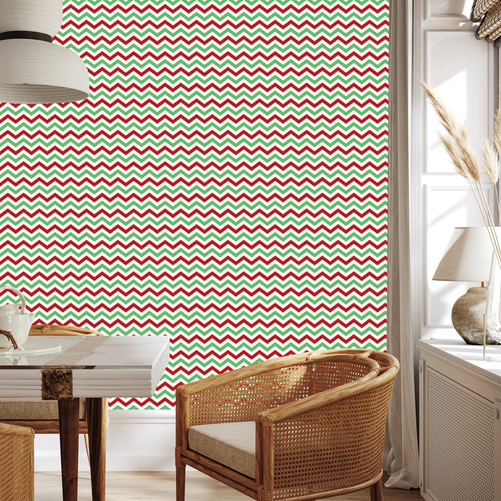 Zigzag Coral and Mint Wallpaper for Living Room and Bedroom 50x1000