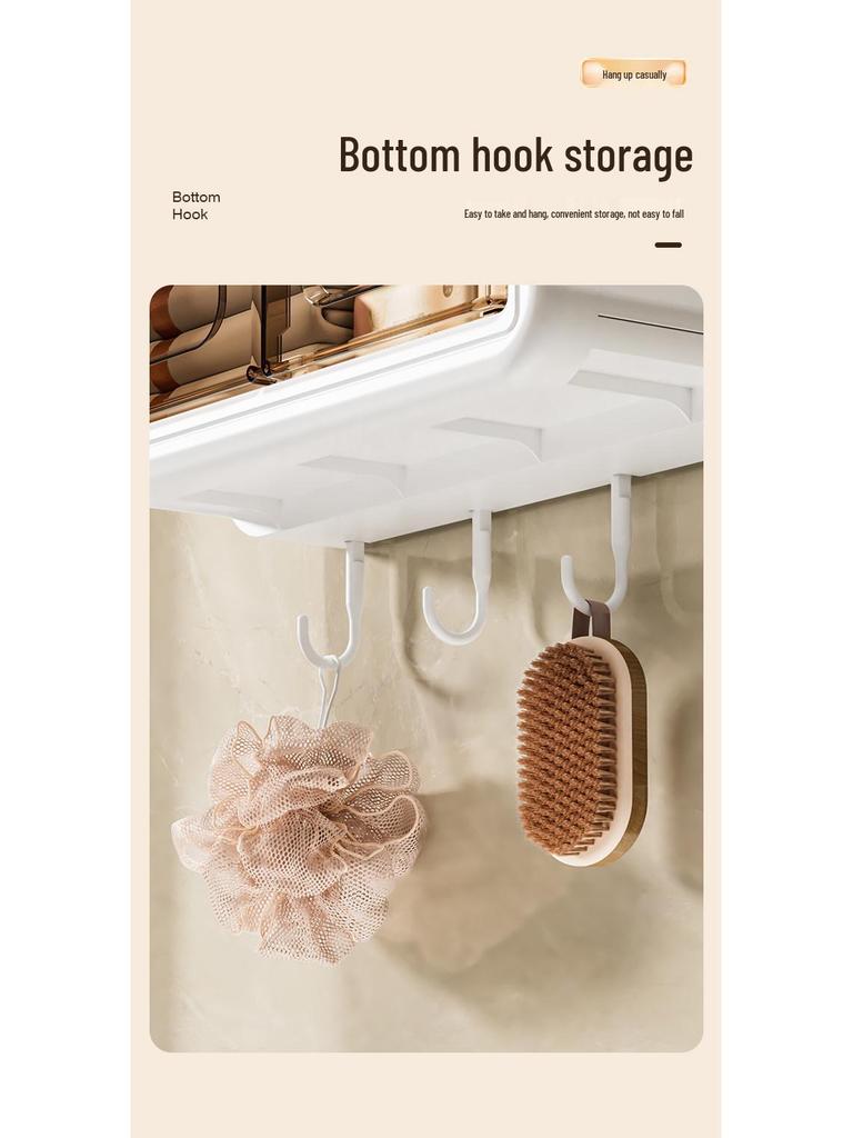 Rotating Wall-Mounted Bathroom Cabinet: No-Drill, Dustproof, Magnetic Door for Cosmetics and Medicine Storage