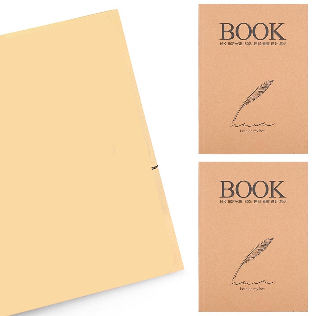 2Pcs Kraft Paper Sketchbook Retro Sketch Pad HandPainted Thick Art Drawing Coil Notebook