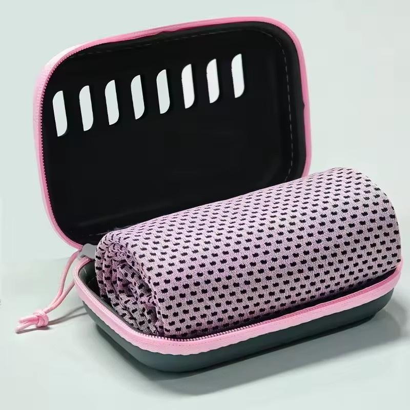 

Охолоджувальні рушники для кемпінгу з чохлом EVA, Компактний та портативний дорожній крижаний рушник, Швидкосохнучі рушники для спорту, тренажерного залу, піших прогулянок та йоги 30*100cm рожевий