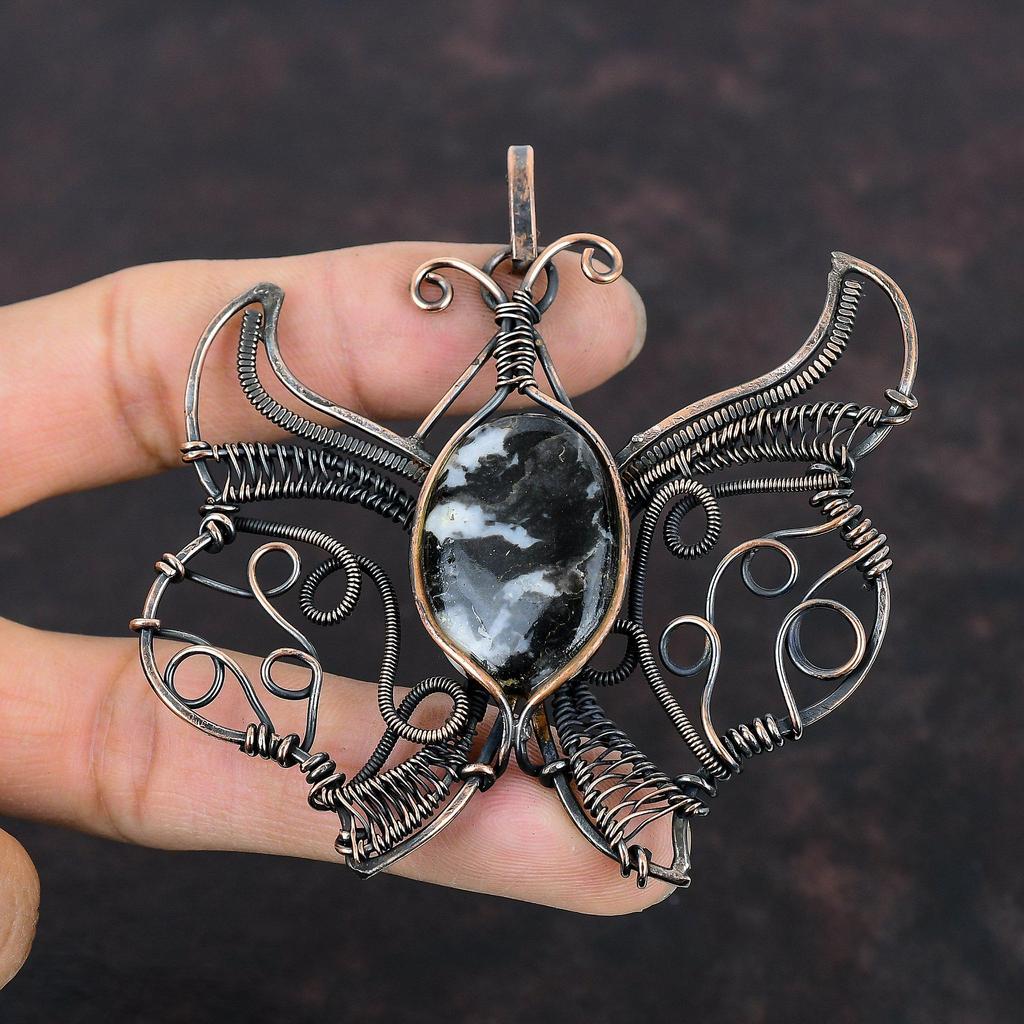 Pandantiv Turcoaz Bivol Alb Pandantiv Înfășurat în Sârmă de Cupru Bijuterii Handmade Pandantiv cu Piatră Prețioasă Bijuterii din Sârmă de Cupru Pandantiv Fluture Pentru Cadou