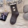 Xiaohongshu Is The Same Hot Sale! Winter Wool Socks Combination Gray Buttons Thickened Warm Pile Socks Mid-Tube Socks Socks