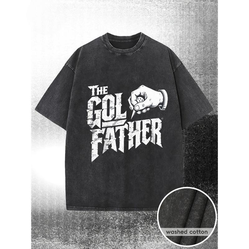 

European sizes Men s T-Shirt with Bold Distressed White & Black Vintage Golf Gangster Print - Soft Breathable Crew Neck Short Sleeve Shirt S чёрный