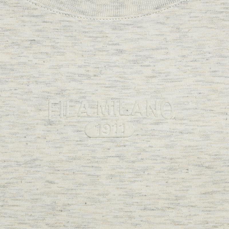 FILA Milano Series Casual Comfortable Loose T-Shirt Women tops Light-Khaki Flower-Gray F11W625113FLK