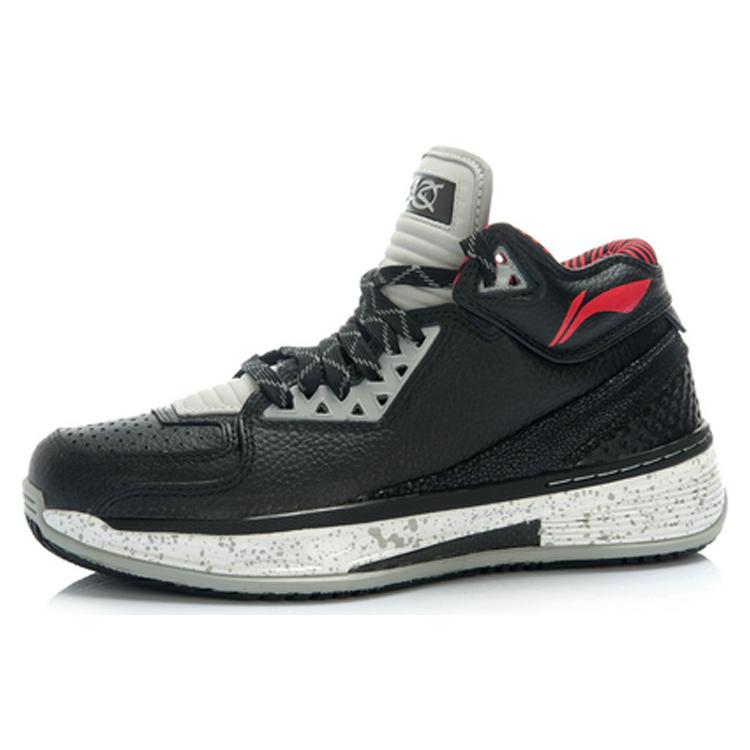 Li Ning WOW 2 Slip Resistant, Abrasion Resistant, Rebound Mid Top Basketball Shoes Men's Black Gray White ABAH017-2