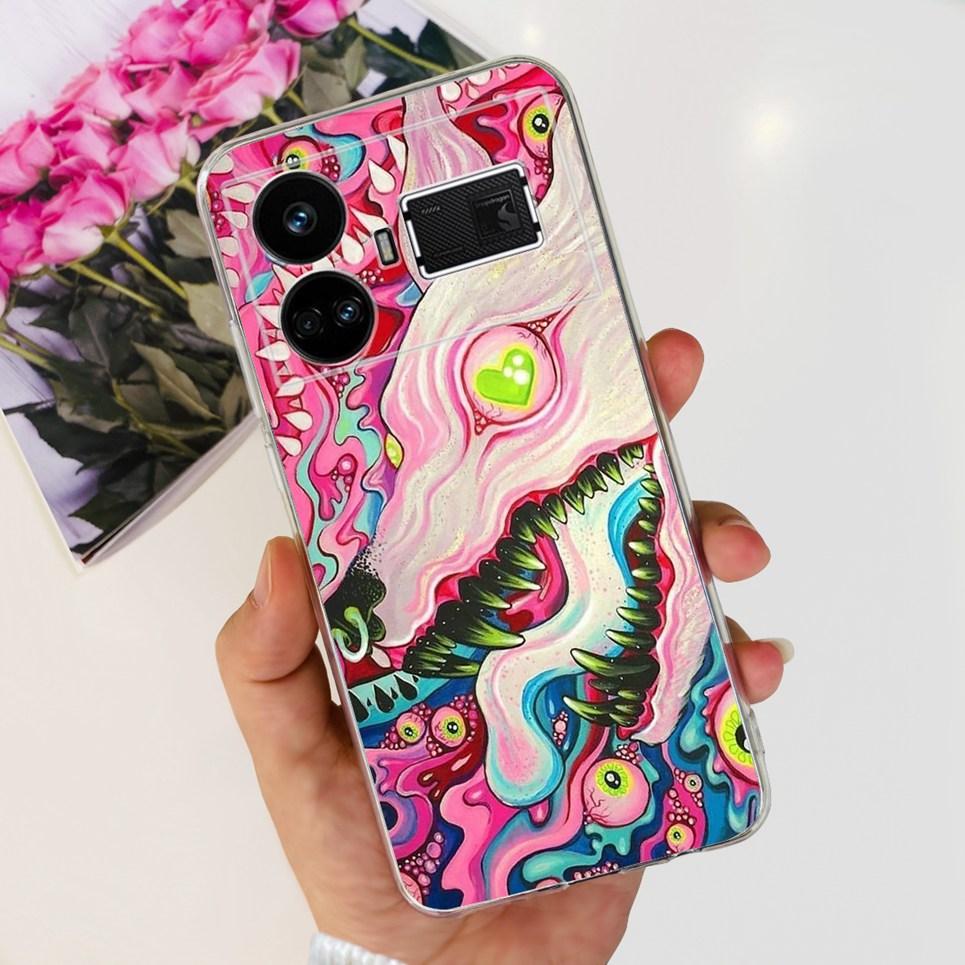 Pro Realme GT5 Pouzdro Průhledné Silikonové Měkký TPU Kryt Pro OPPO Realme GT 5 RealmeGT5 Pouzdra Květinové Mramorové Želé Nárazník Coques