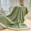 Verdickte Winterdecke, doppelseitiger Flaumplüsch, doppellagig, 3D-Jacquard, einfarbig, fürs Büro, Nickerchen, Schlafsaal, Zuhause, Bett, Sofa, Reise, gemütliche warme Decke