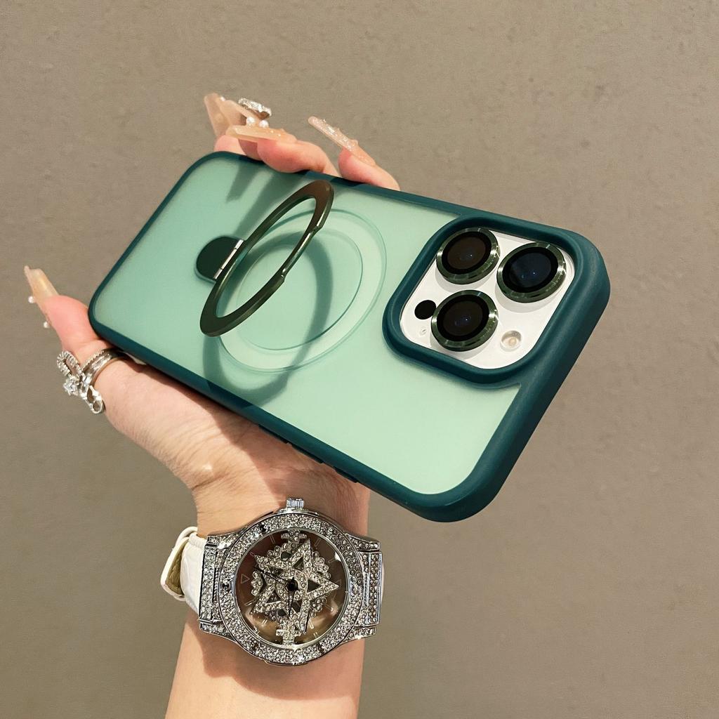 Apple 16PRO Metal Magnetic Suction Bracket Mobile Phone Case Matte iPhone17 Magnetic Suction Advanced Sense Protective Case Is Suitable for