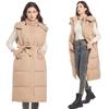 European and American down cotton vest women's long knee-length autumn and winter lace-up cotton coat vest jacket