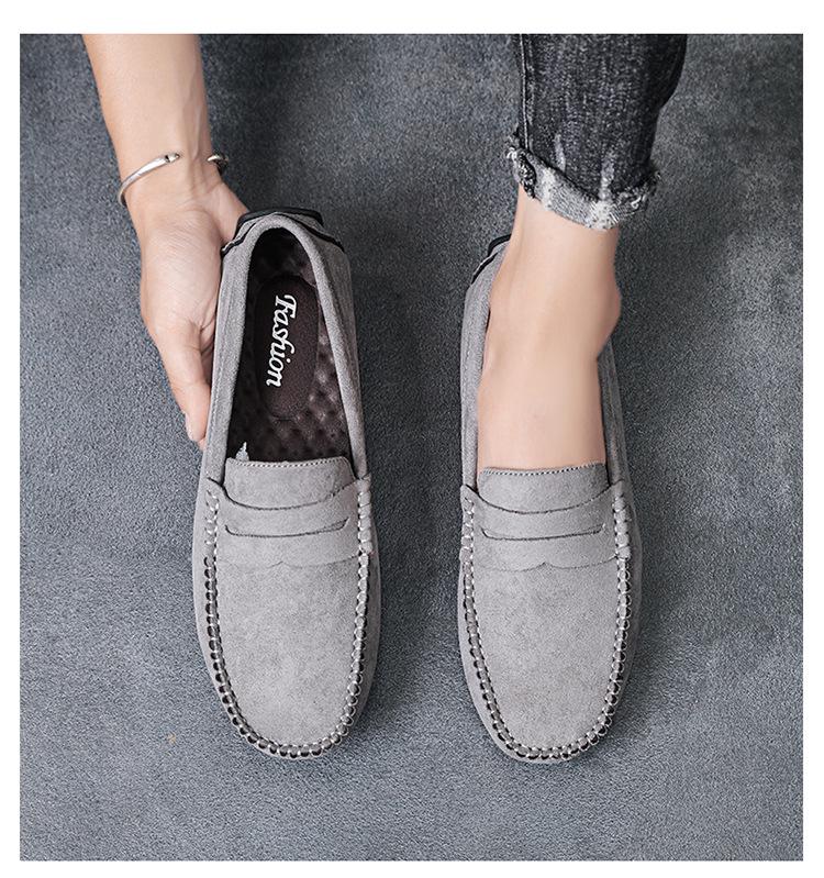 Men's European & American Suede Leather Slip-On Loafers - Casual Driving & Lazy Shoes