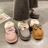 Hairy slippers women's winter cute bow outer wear thick bottom heightened non-slip piled thickened warm bag head cotton mop