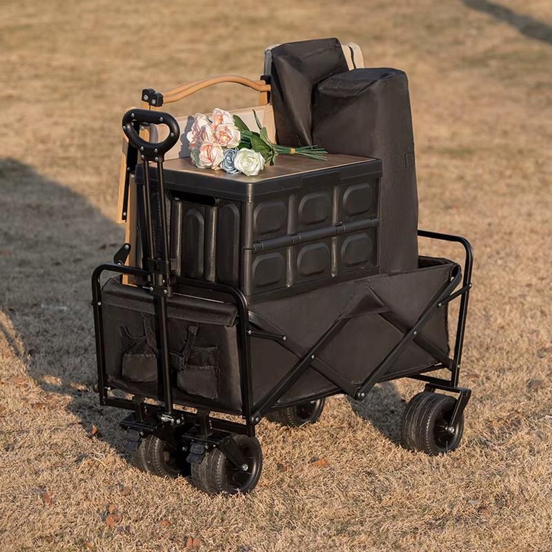 Large Foldable Beach Travel Cart with Trailer 120L
