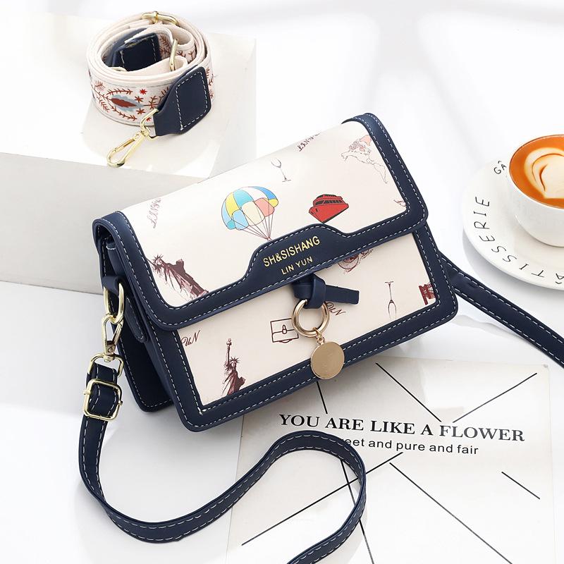 

2025 новая маленькая сумка милая фея маленькая квадратная сумка инс на плечо сумка-мессенджер женская текстура темно-синий